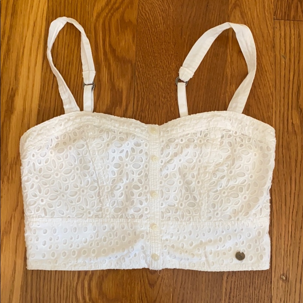 Abercrombie Kids White lace crop top
